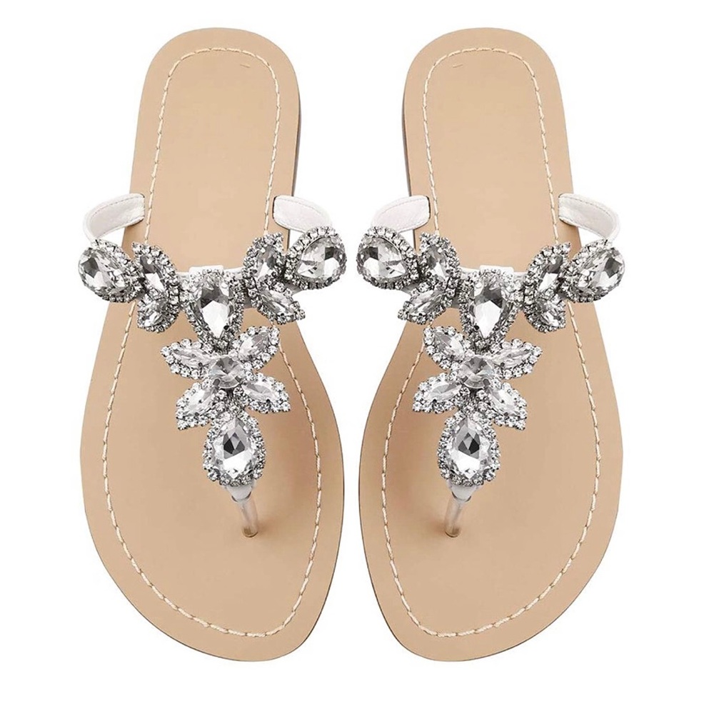 Women’s White Rhinestone Sandals